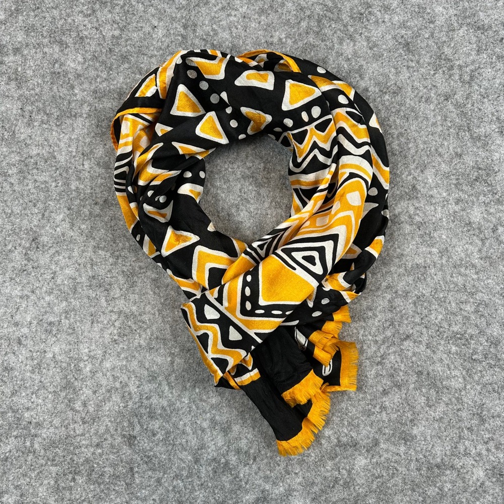 EUC Vintage Oscar de la Renta Small Silk Scarf Yellow Black Geometric Luxury